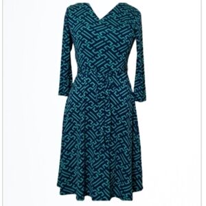 41 Hawthorn Navy Teal Fit and Flare Knit Dress Size M